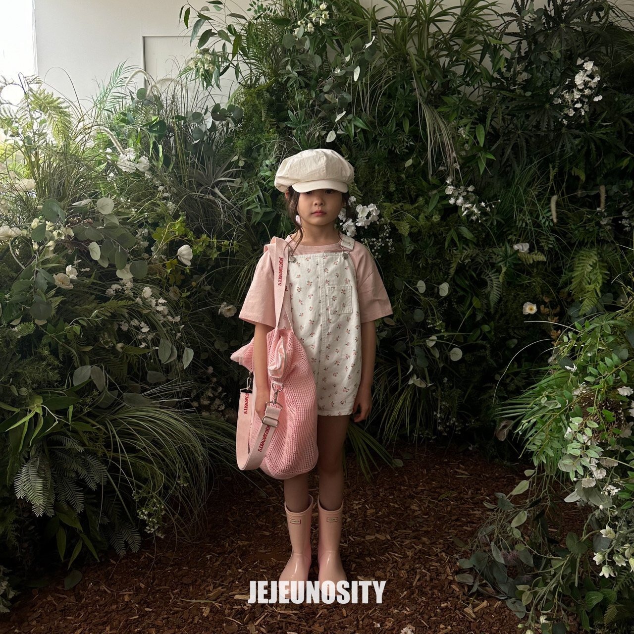 【jejeunosity】コットンベリーショートオーバーオール サロペット ピンクフラワー 90〜120cm 240520 - 8