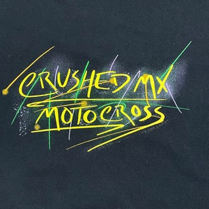 【PORT&COMPANY】crushed mx motocross モトクロス ロゴ プリント Tシャツ L 半袖 黒 US古着