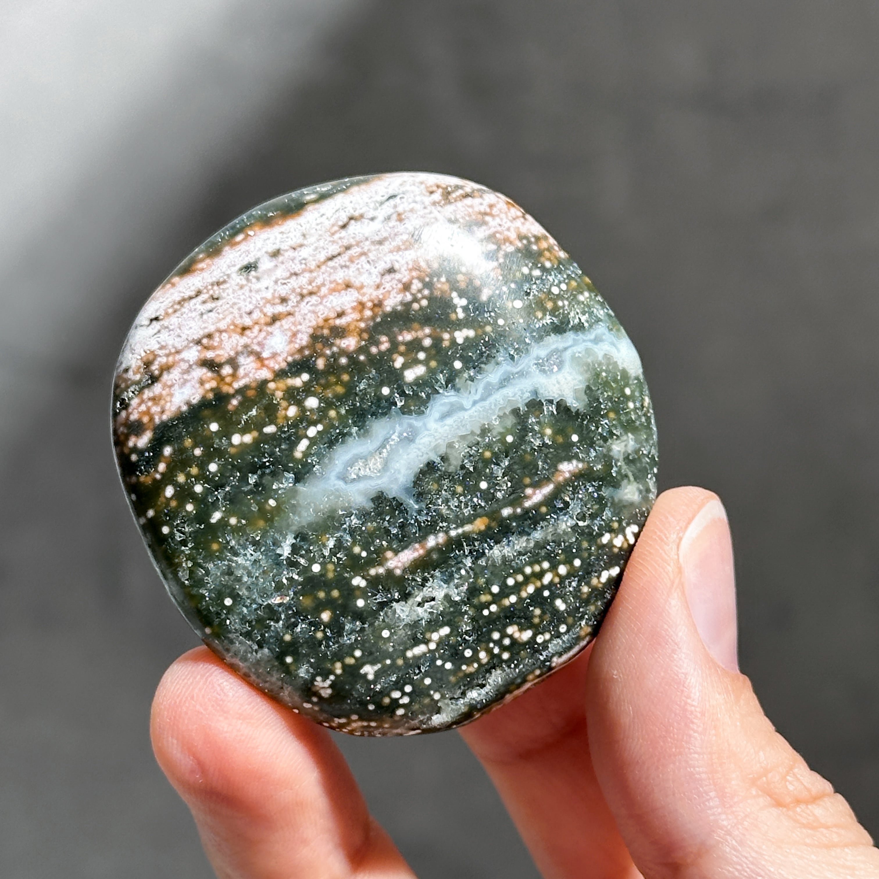 オーシャンジャスパー パームストーン44◇ Ocean Jasper ◇天然石