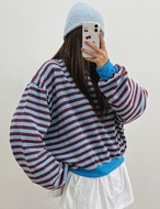 【新作５％OFF・3日間】裏起毛・Stripe Sporty Tops_3colors