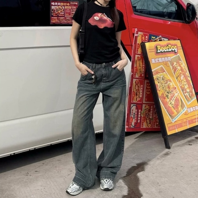 メルティングアップルグラフィックショートTシャツ 2col R02453