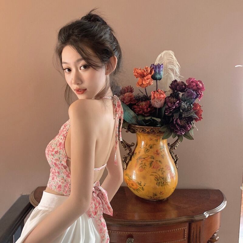 ブラウス サマーホルターフローラル 夏物 花柄 1号婦人93262350536