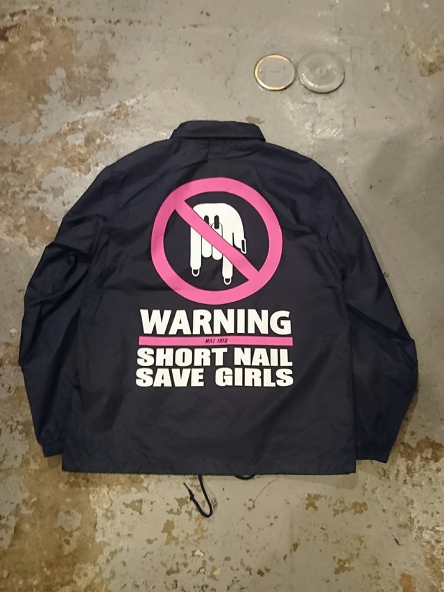 MATFREQ "WARNING SHORT NAIL SAVE GIRLS  COACH JACKET" Navy Color