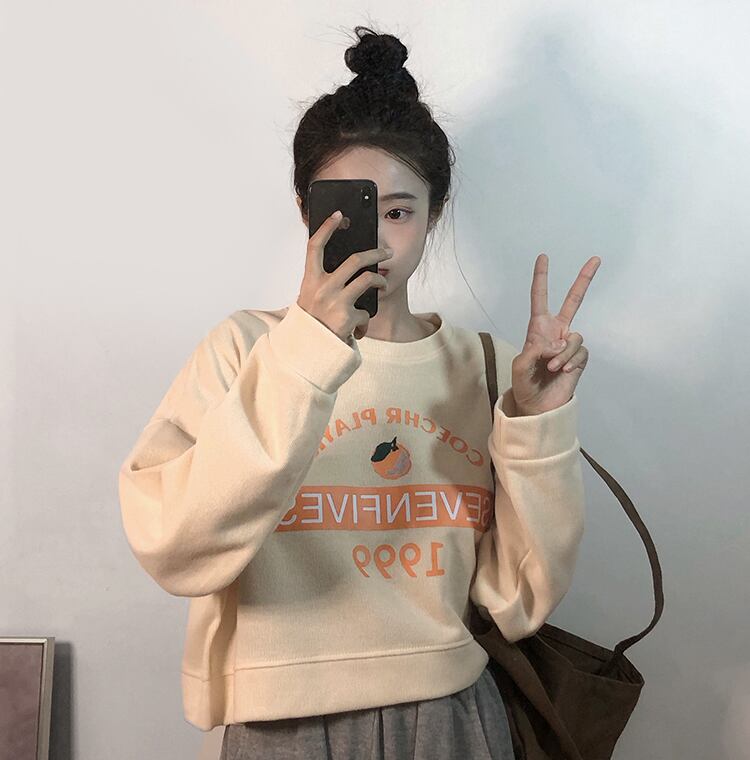 ショートセーター オータムルーズプリントトップス ロング 秋物 クレセントシティ85049368304