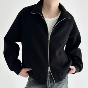 ダブルジップハイネックスウェットカーディガン　924