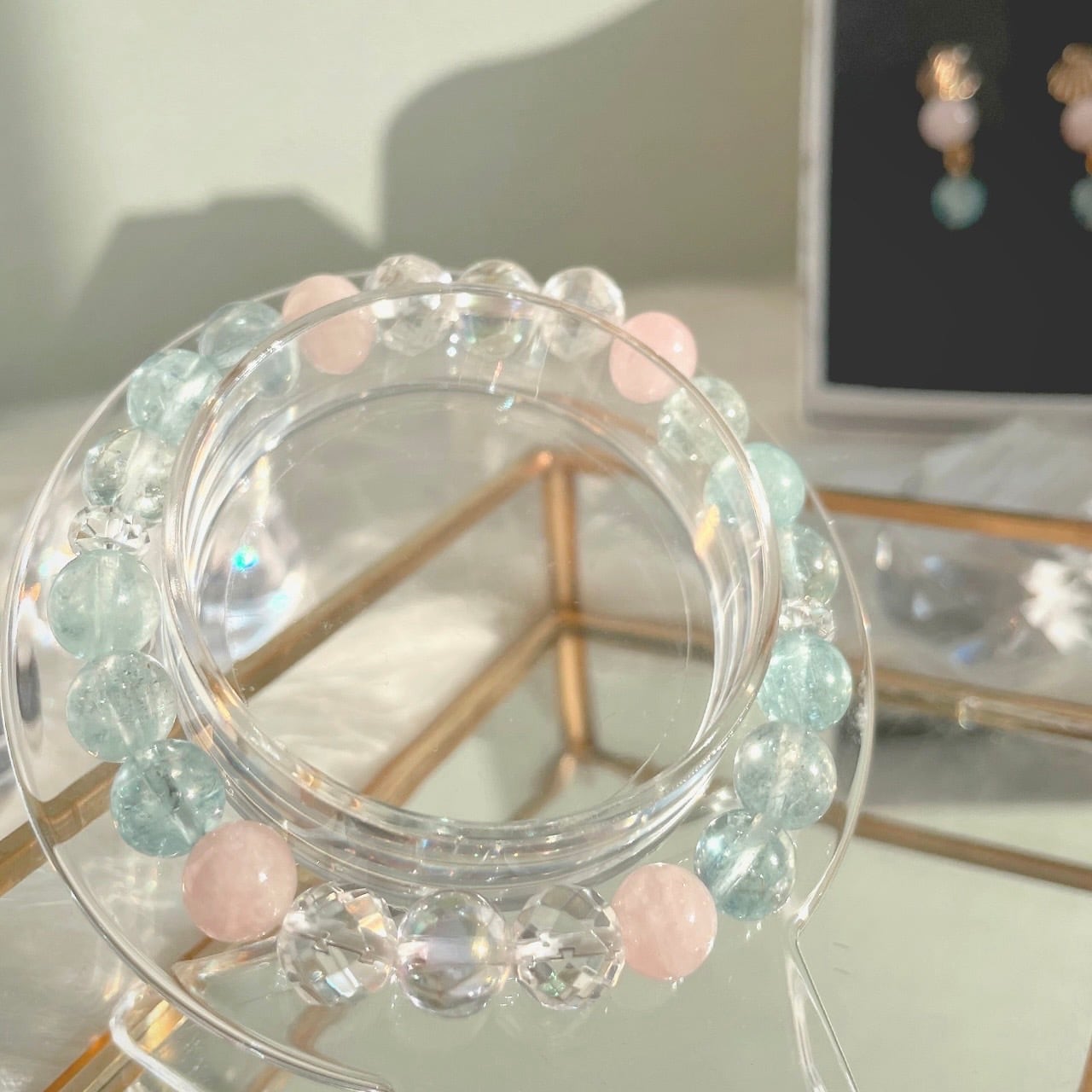 アクアマリン&モルガナイト　ブレス　専用 アクアマリン モルガナイト ブレスレット レディース ピンク