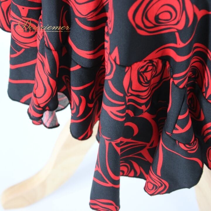 【社交ダンス衣装】上下セット レッスンウェア パーティー ICHIOKU 赤 黒 社交ダンス 衣装 スタンダード 上下セット ツーピース レッスンウェア