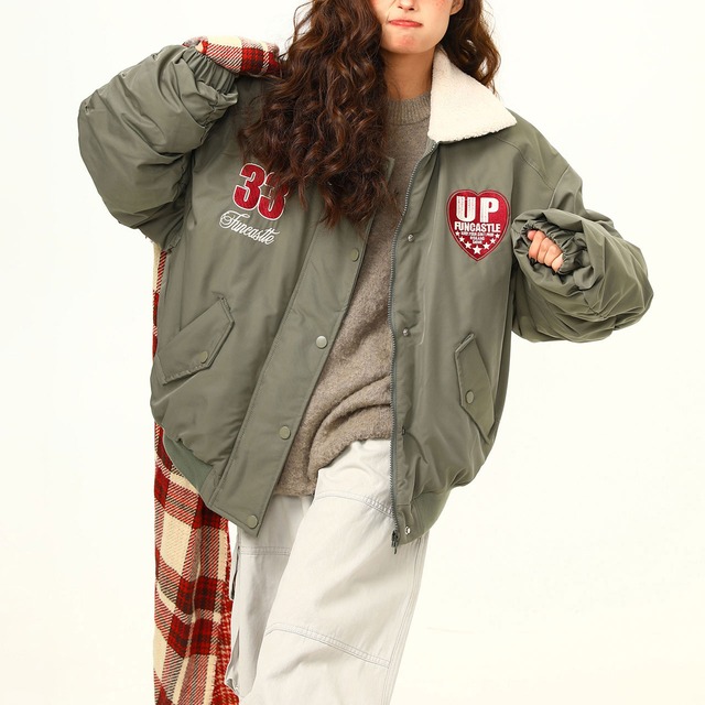 カレッジワッペンボアブルゾン   R01110