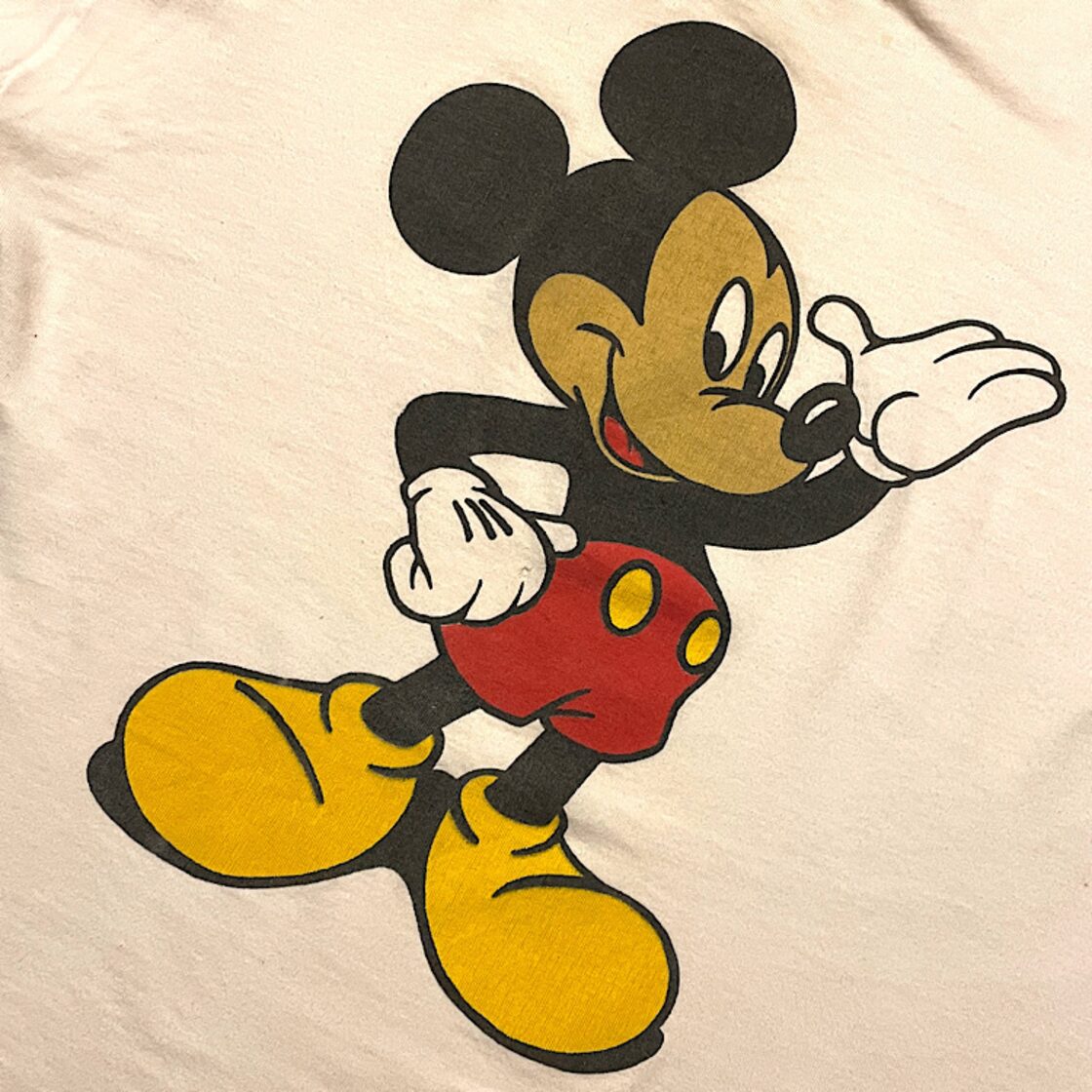 激レア 80s 黒人ミッキーマウス ビンテージ Tシャツ 日焼けミッキー(白