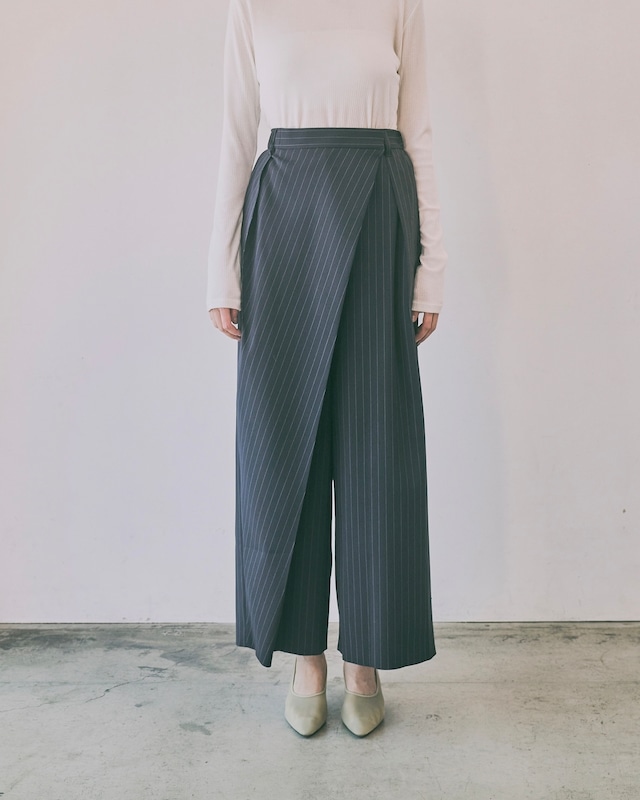 wrap pants / navy stripe (即納)