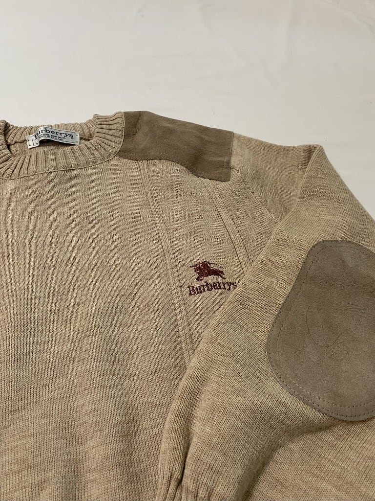 1980~90's Switched Design Crew Neck Sweater "Burberrys　Made in England"
