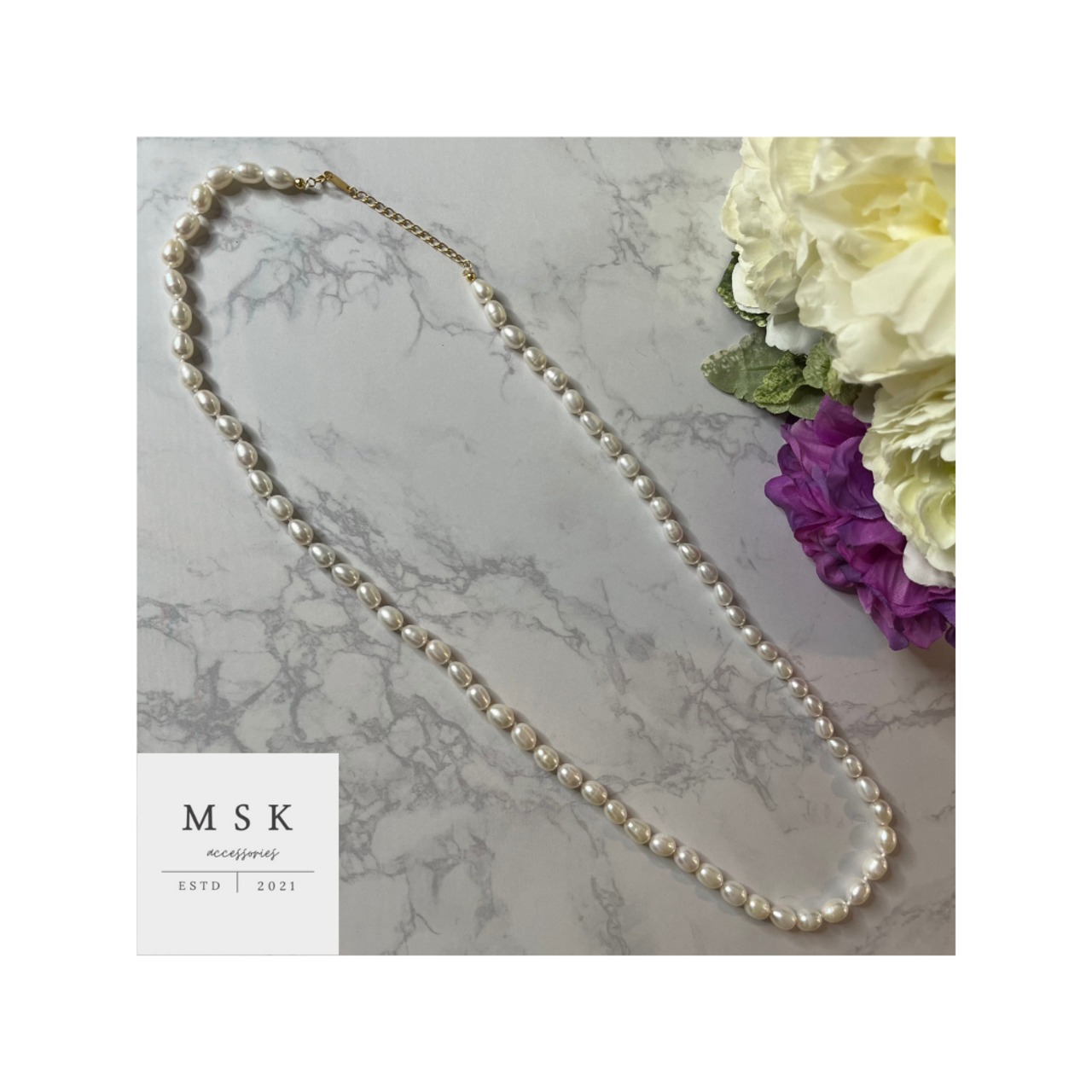 大粒天然パールネックレスロング / SV925 / No31 | MSK accessories