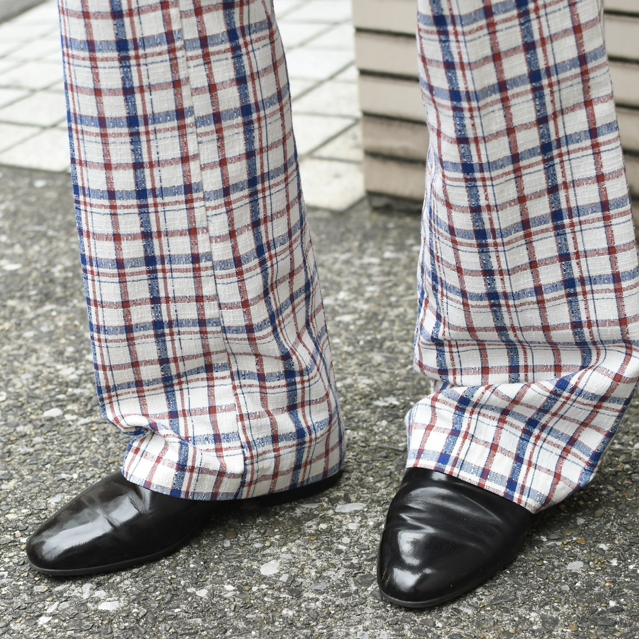 70's check flare pants