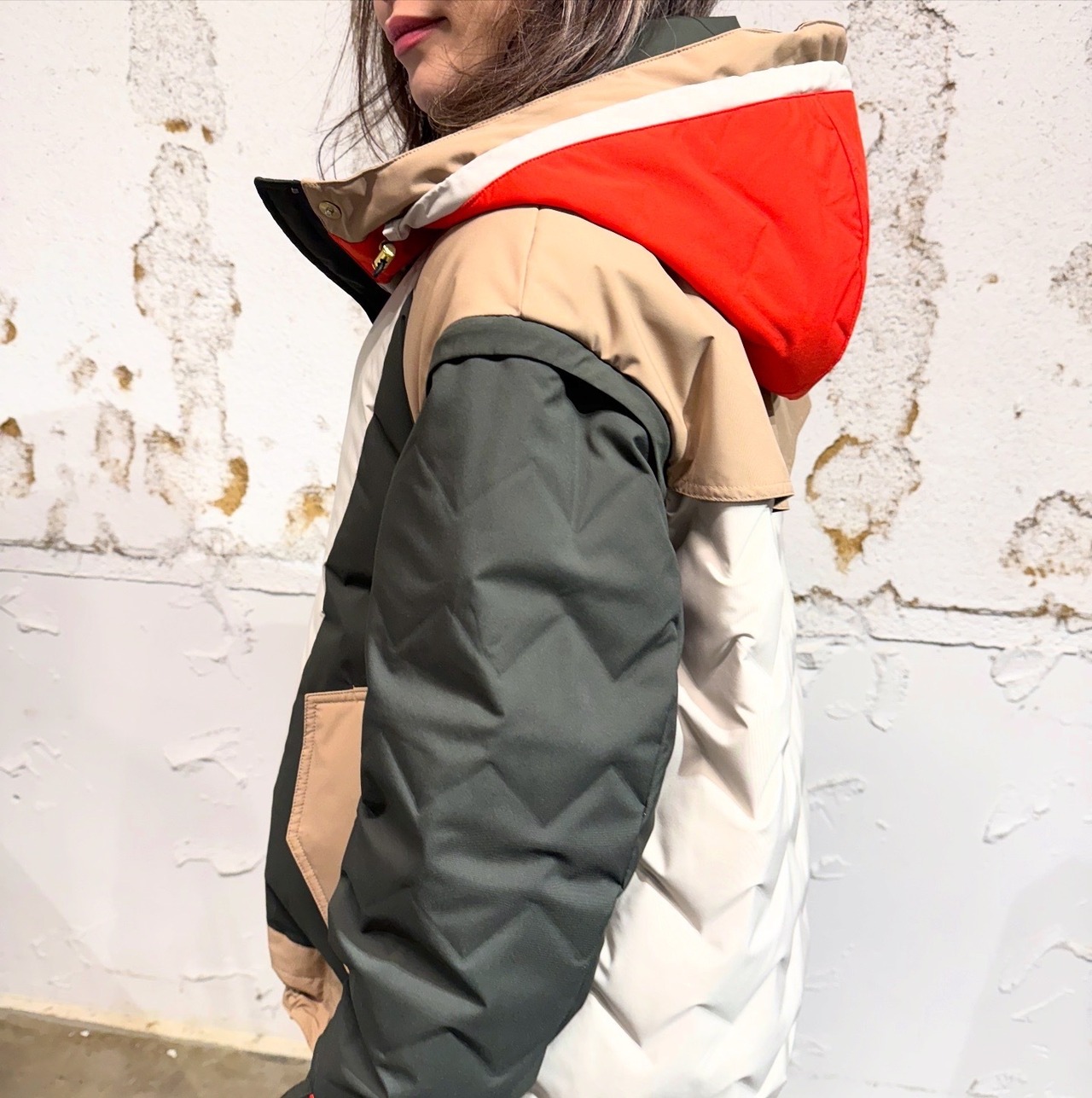 リズレイ RISLEY risley バイカラーダウンマウンテンパーカー