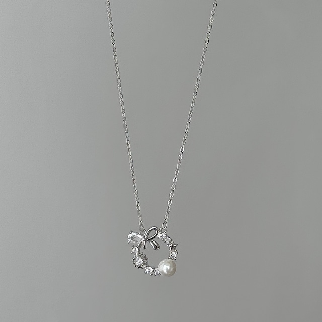 Lolaシルバーリボンの花冠ネックレス