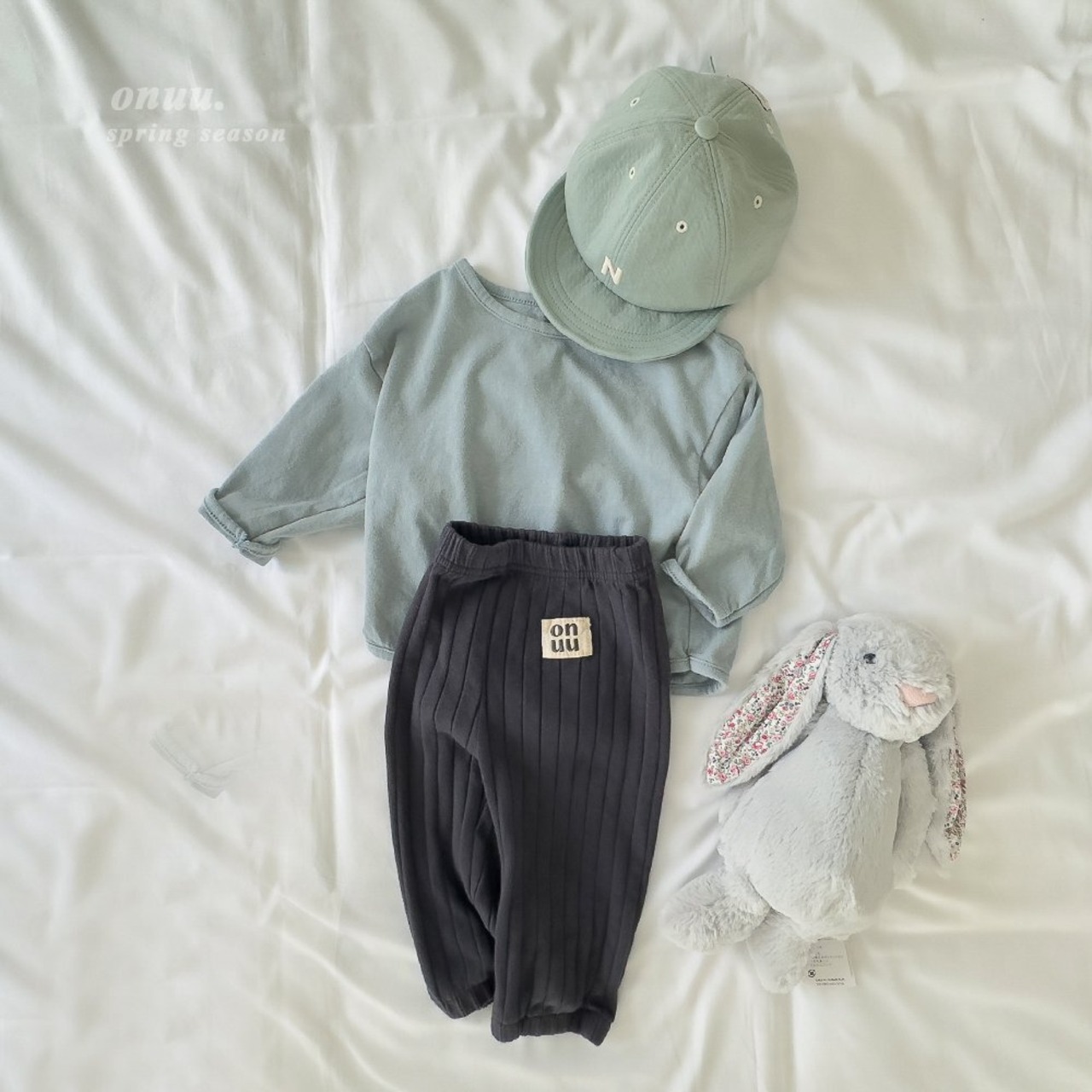 【ONU】やわらかニットリブパンツ navy 70~120cm 240211on - 3