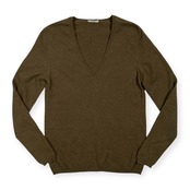 カシミヤ100% イタリア製 FEDELI フェデリ Vネック カシミア ニット セーター サイズ 42 /カーキベージュ系/レディース