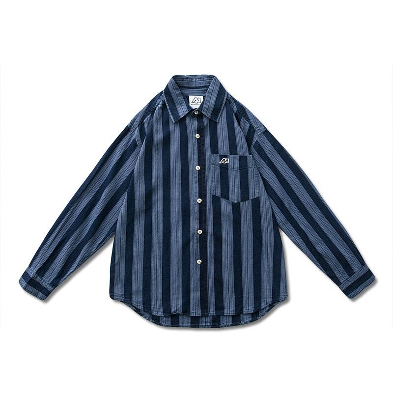 【新作】【送料無料】 Yidao、ヴィンテージ、秋、新しいルーズカジュアルシャツ、ese fresh、男の子、ワイルドストライプカーディガン、ラペルトップ-アリババ オータム 秋物 ビンテージ hip6-161116883457471