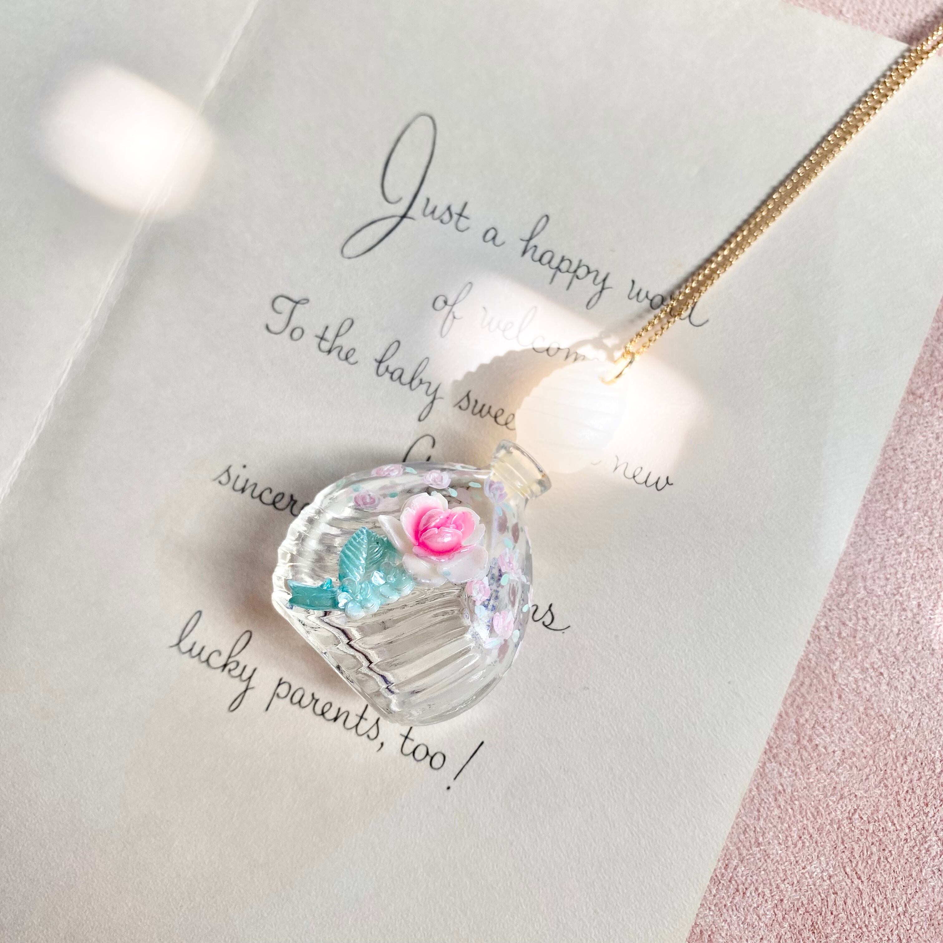 (マイレディピンク)Hand painted perfume neckless ペイント香水瓶ネックレス