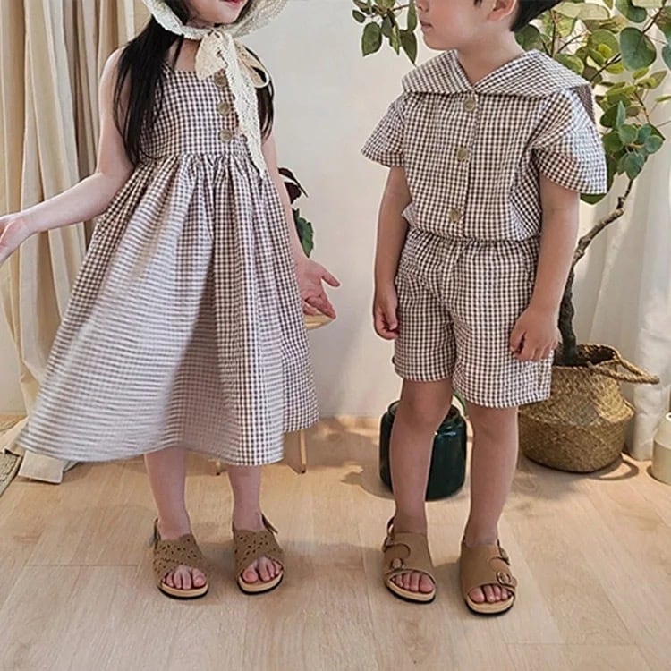 【即納】チェックワンピ&チェックセットアップ｜海外子供服｜韓国子供服