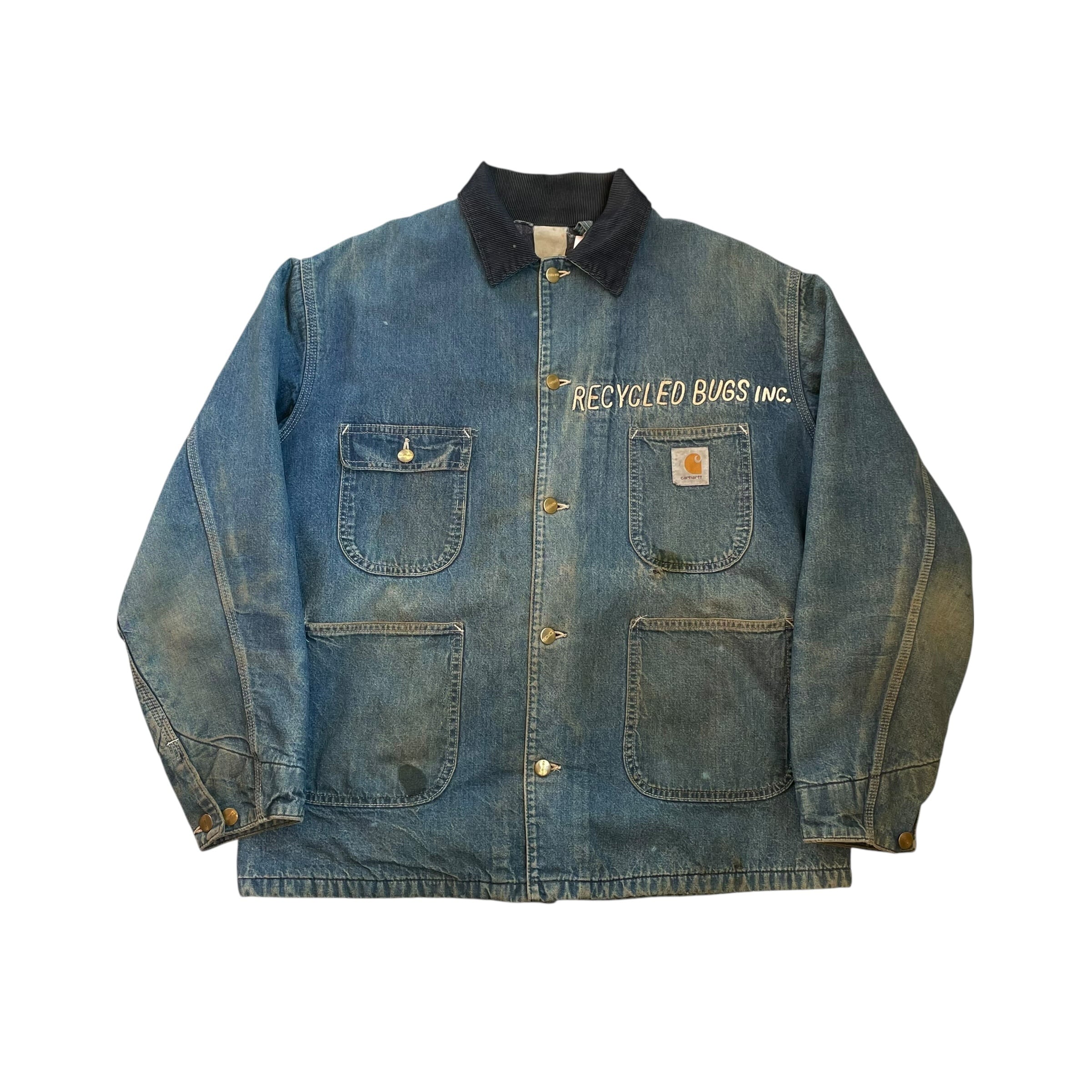 Special!! 1980s Carhartt "Recycled Bugs Inc." Denim Chore Coat
