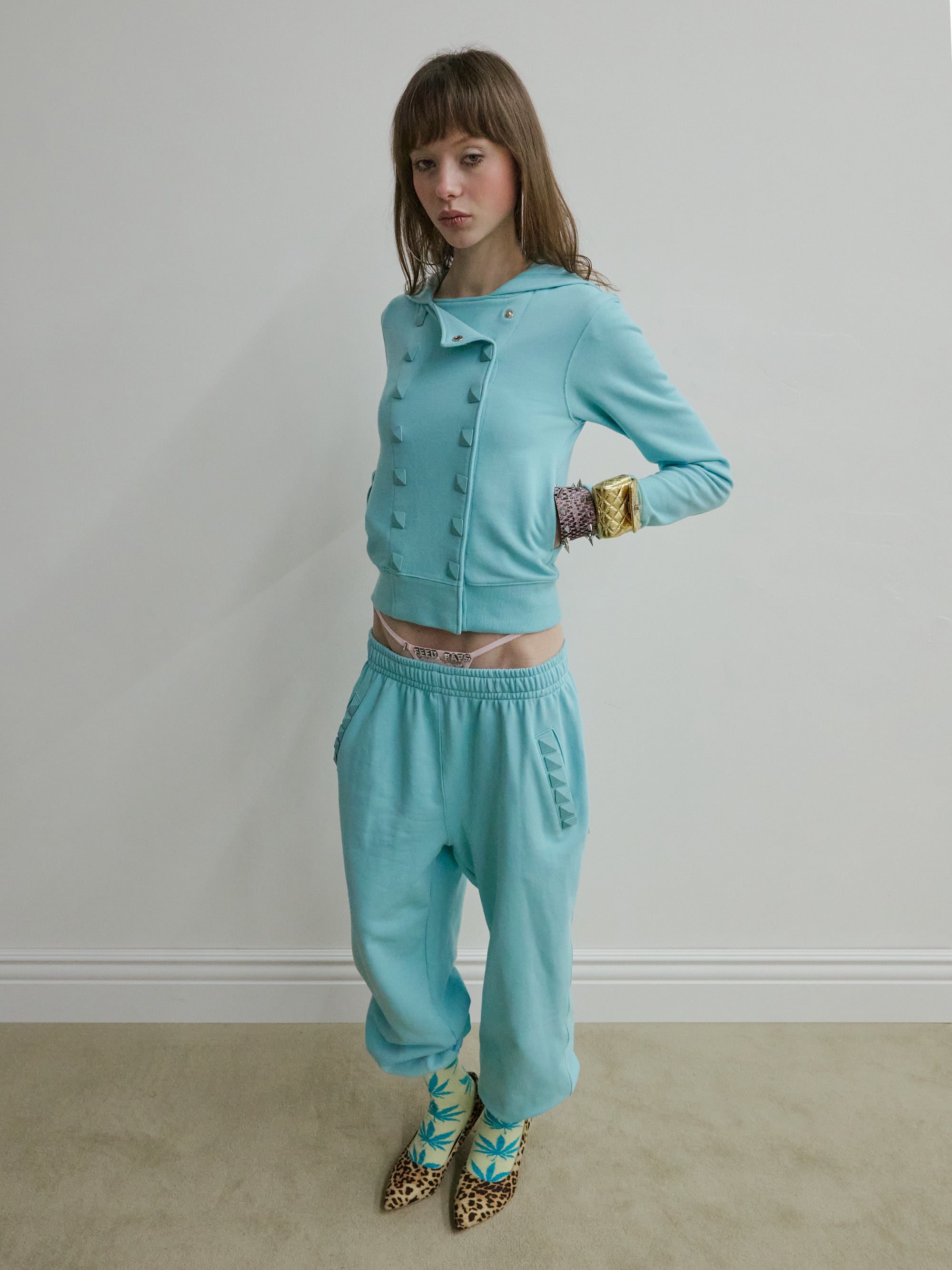 SCULPTOR] Napoleon Stud Hoodie Acid Blue 正規品 韓国ブランド 韓国