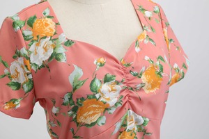 ♦オレンジ花模様ワンピース♦1950s style 1950-036
