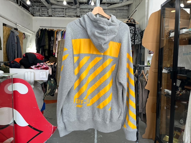 OFF-WHITE × MONCLER DIAG PULLOVER HOODIE GREY LARGE 96639