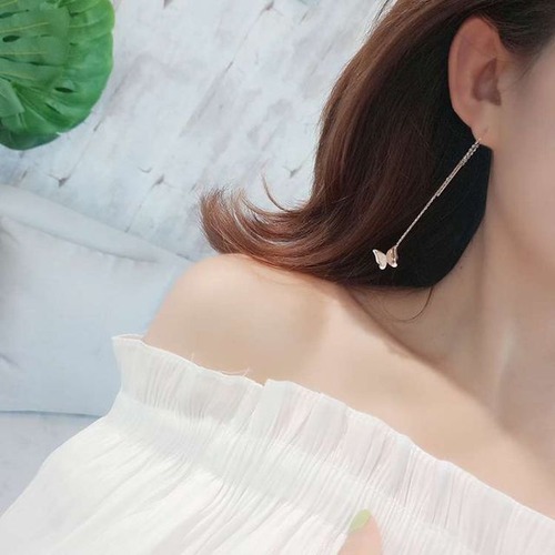 ピアス レディース 金属アレルギー ステンレス 蝶 K18 ゆれる ピアス かわいい ローズゴールド