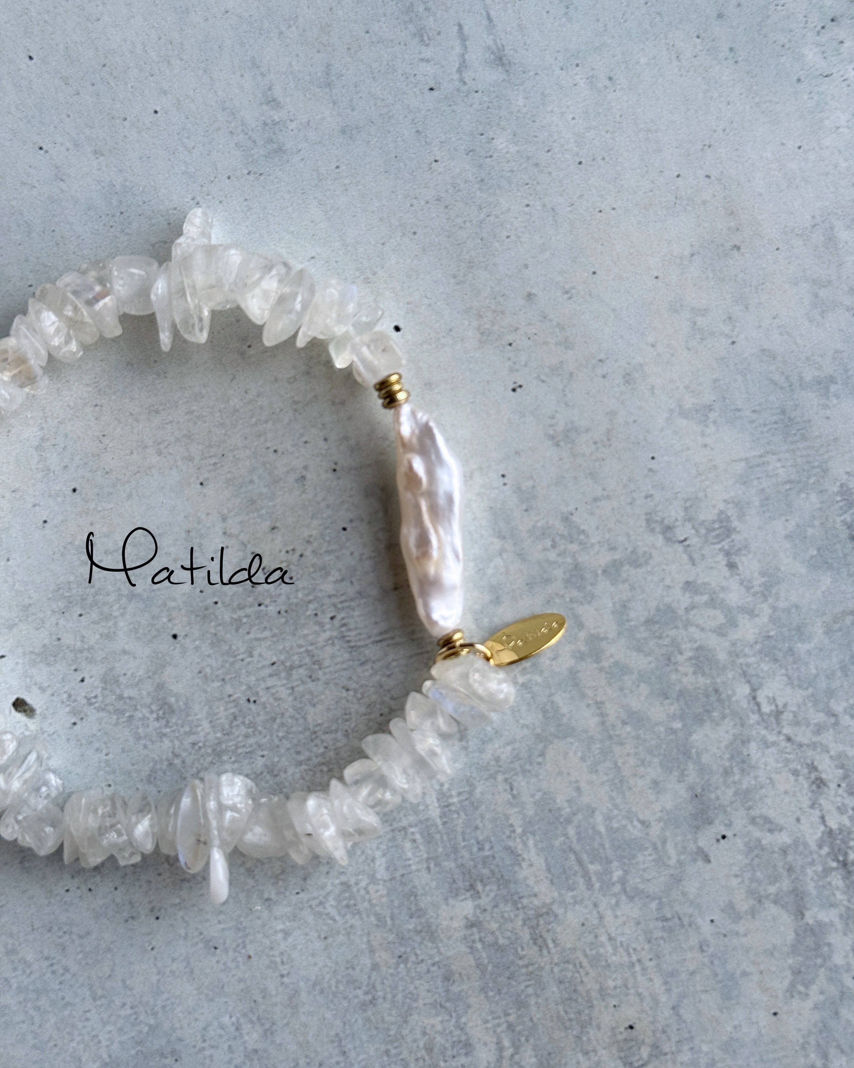 one color bracelet(淡水パール×ブルームーンストーン)