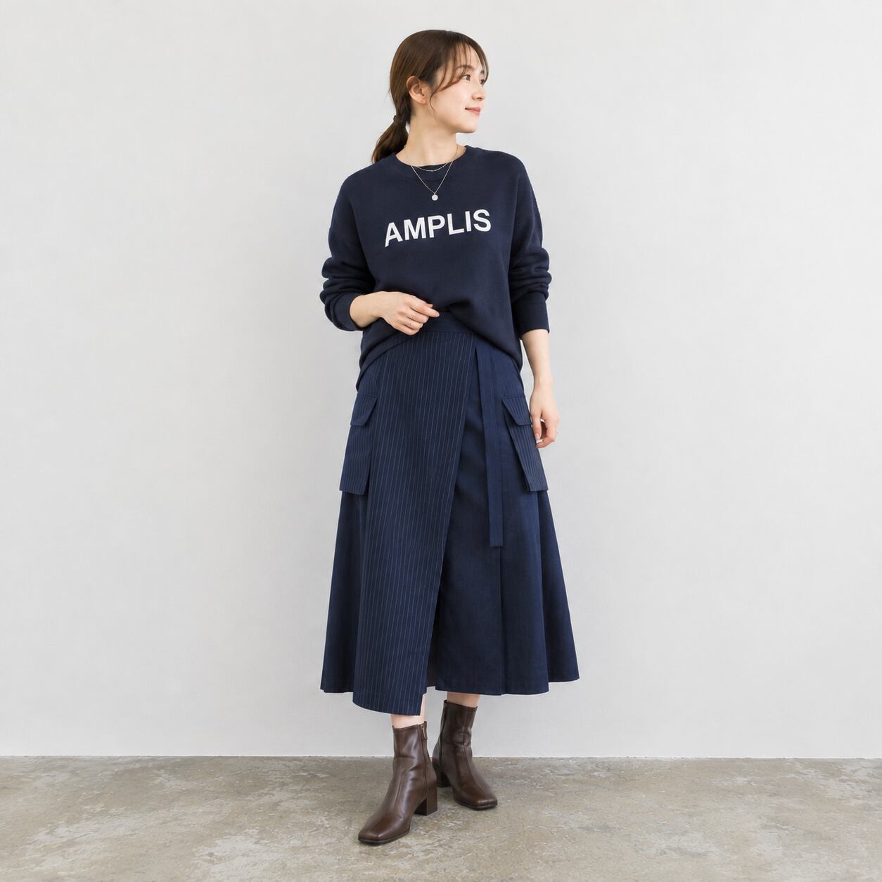 ★9月3~7日POPUP販売限定★SEVEN SENSE(セブンセンス)ラップストライププリーツスカート【1260695】