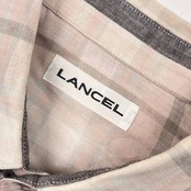 リネン100% LANCEL ランセル チェック 長袖シャツ LA/メンズ ビンテージ 福助