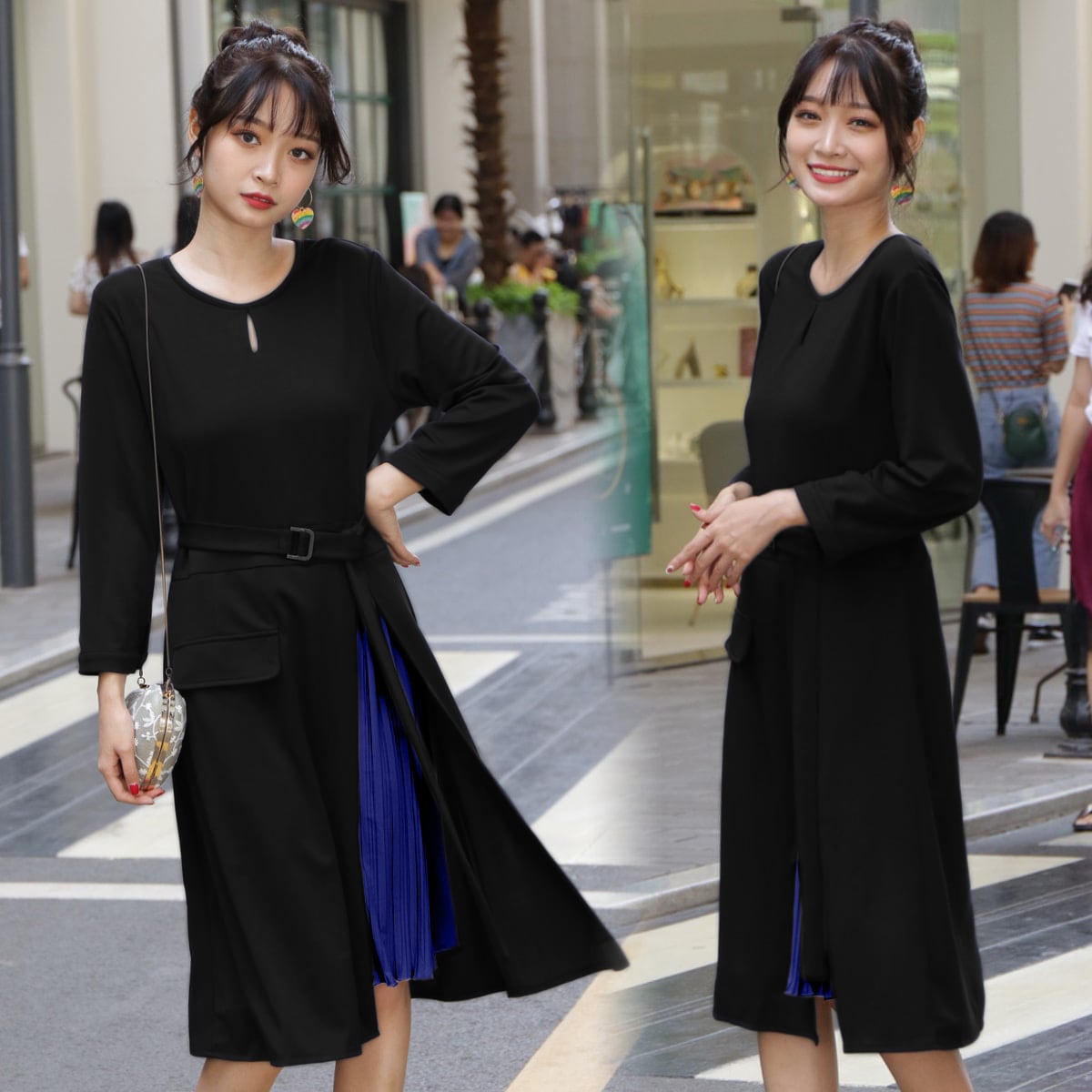 サイドプリーツワンピース きれいめ ワンピース 40代 ワンピース夏 夏