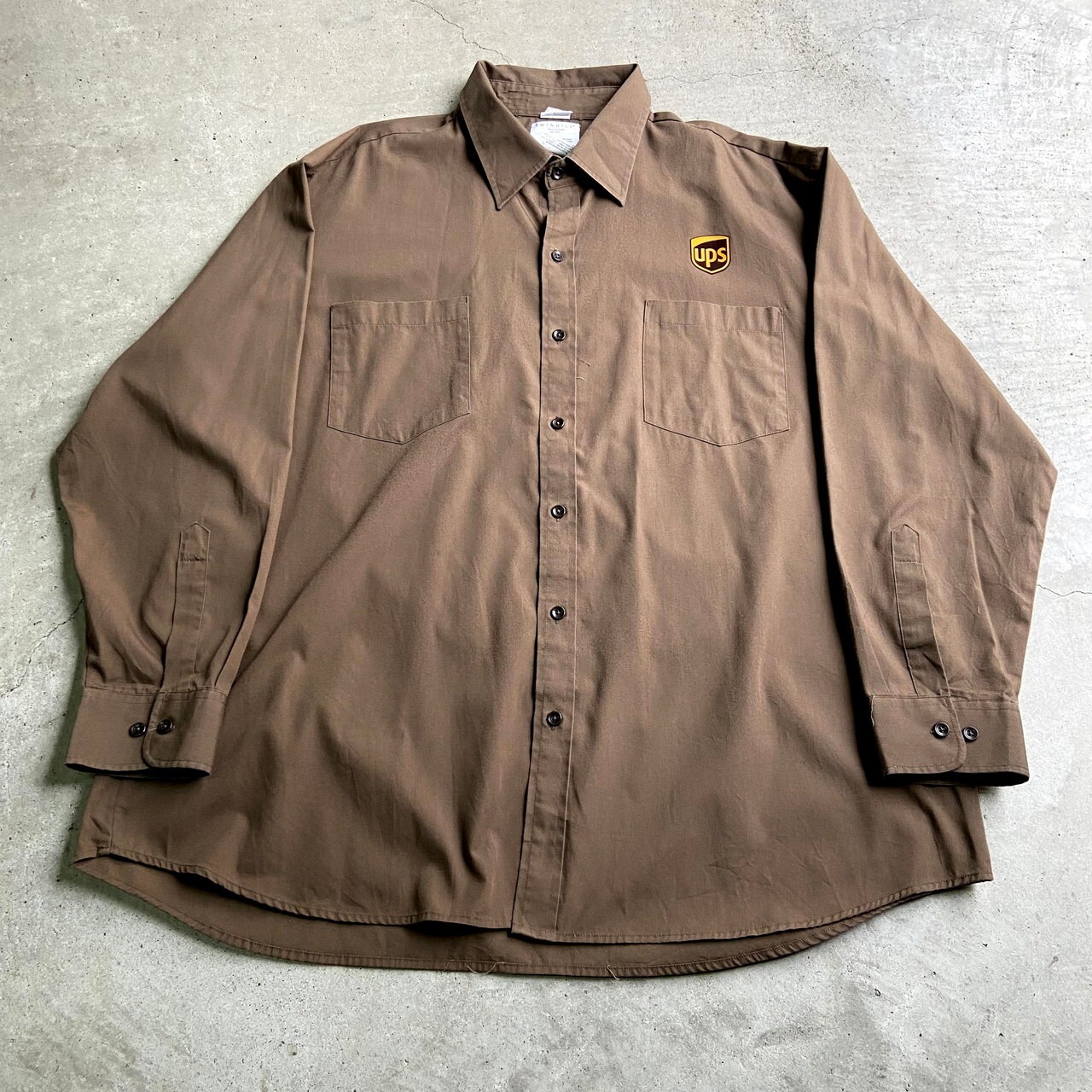 ビッグサイズ ups 企業ロゴ ワッペン 長袖 ワークシャツ メンズ3XL 