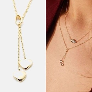 【レレリー】14K ダブルハートラリアットYネックレス