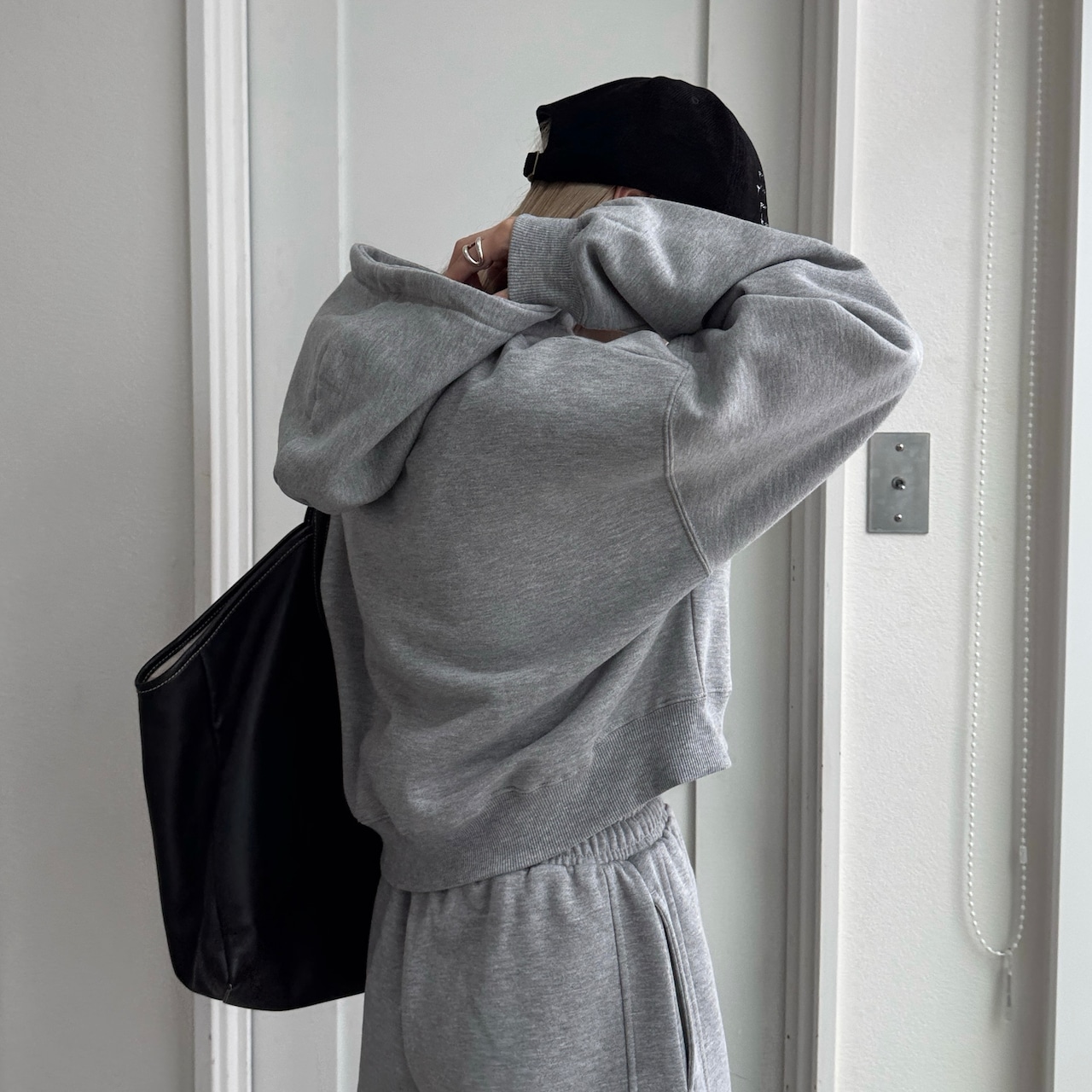 裏起毛ハーフZIPショート丈PK/グレー