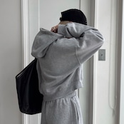 裏起毛ハーフZIPショート丈PK/グレー