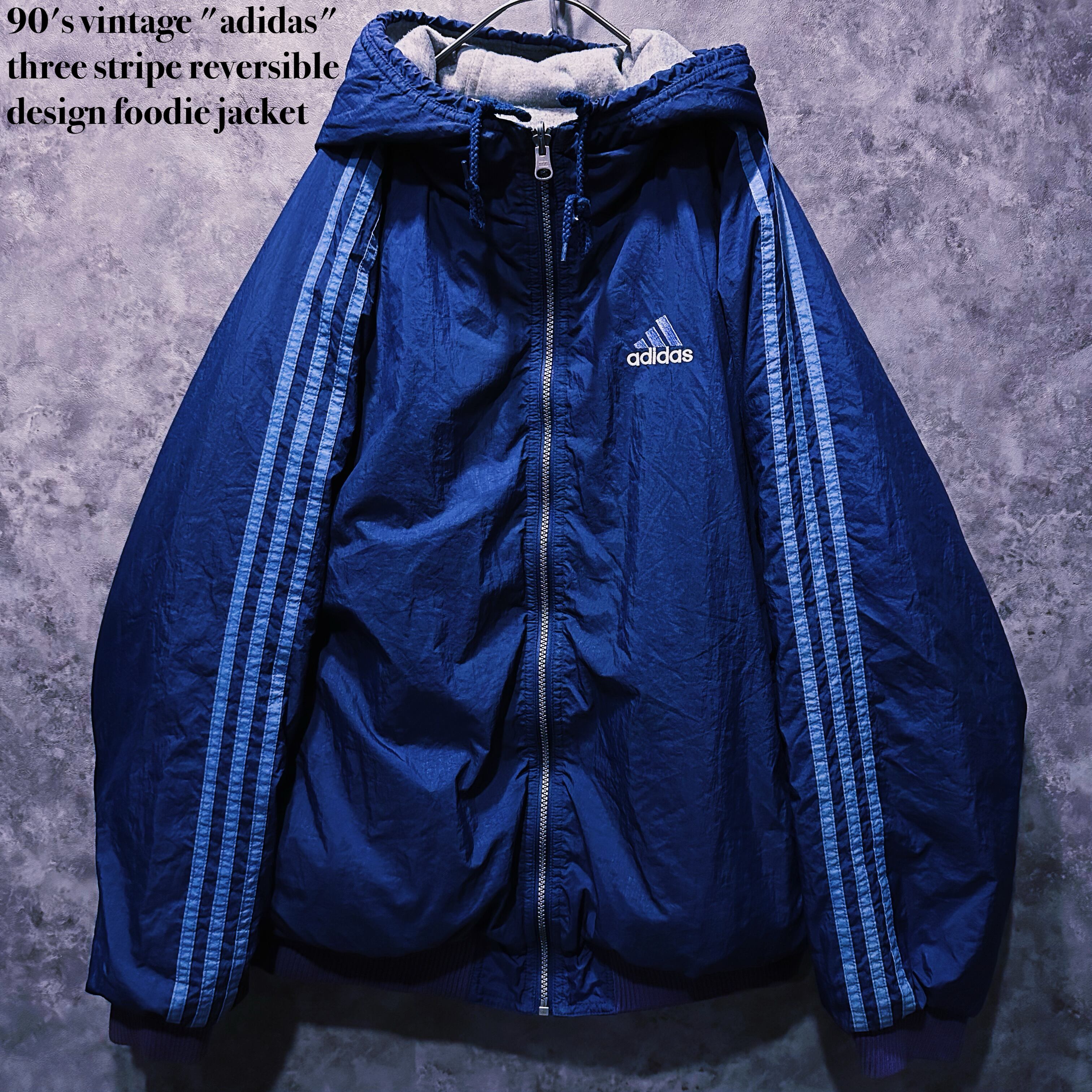 【doppio】90's vintage "adidas" three stripe reversible design foodie jacket