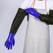 [HAODEOO] ゴムグローブロング 水産業手袋 ゴム手袋ロング 長手袋 ロング ゴム手袋 腕カバー付き 厚手手袋 70cm 水作業 漁業 洗い物 洗濯 家事 洗車 園芸 作業用手袋 耐油 防水 耐酸 耐アルカリ キッチングローブ