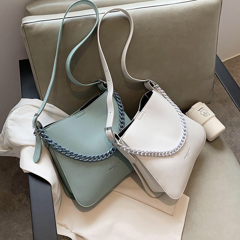 eignレディーススモールバッグ2020夏ニューウェーブファッションテクスチャーワイルドショルダーバッグインネットレッドバケットバッグ Tiancai_Wing_Bag0631588