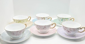 【大倉陶園】　桜アソートカップソーサー　６客セット