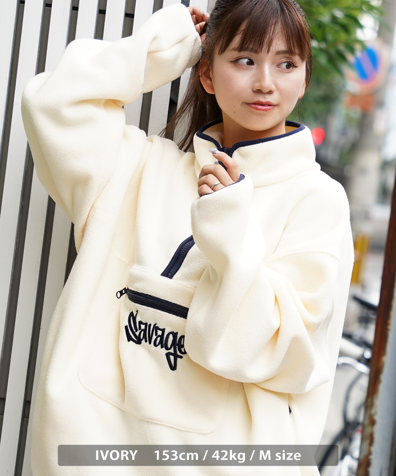 \SALE/◆フリース ワンポイント刺繍 ハーフジップ◆wi-539082