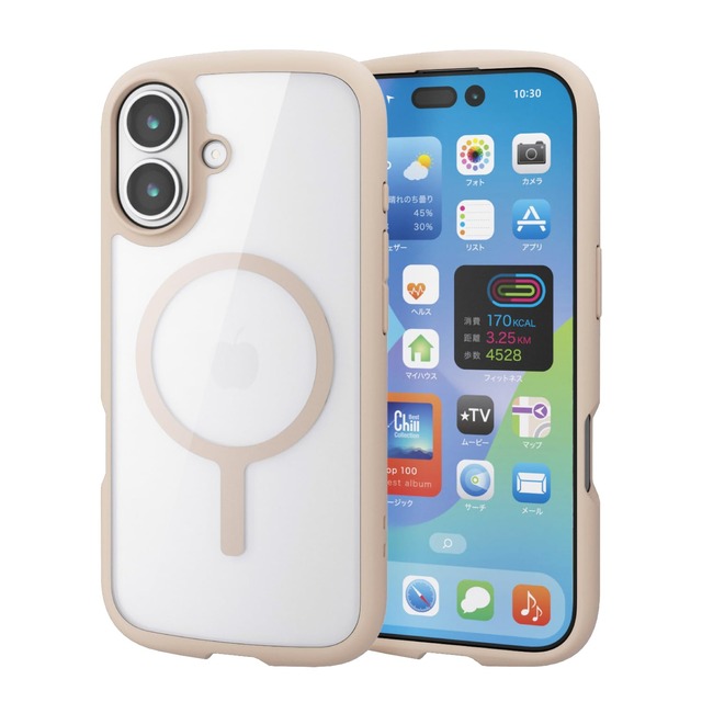 エレコム iPhone 17 ケース カバー クリア 耐衝撃 衝撃吸収 マグネット ハイブリッド 薄型 軽量 ストラップホール付き 全周エアークッション ストラップホルダーシート付 TOUGH SLIM LITE ベージュ PM-A25ATSLFCMBE