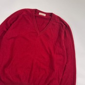 カシミヤ100% OK CASHMERE オーケーカシミヤ Vネック ニットセーター LL/レッド メンズ