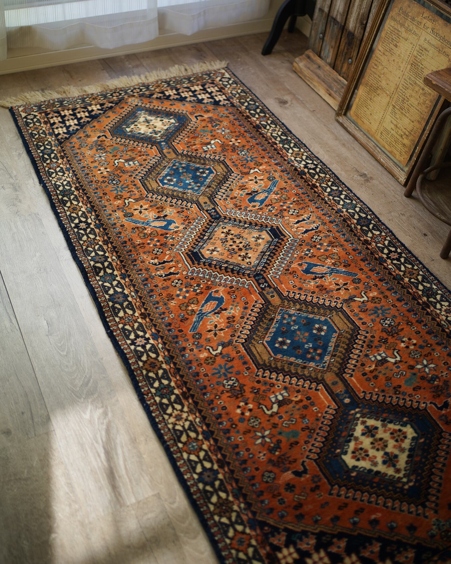 129】Vintage Persian Yalameh rug 1970's | ヴィンテージラグ専門店