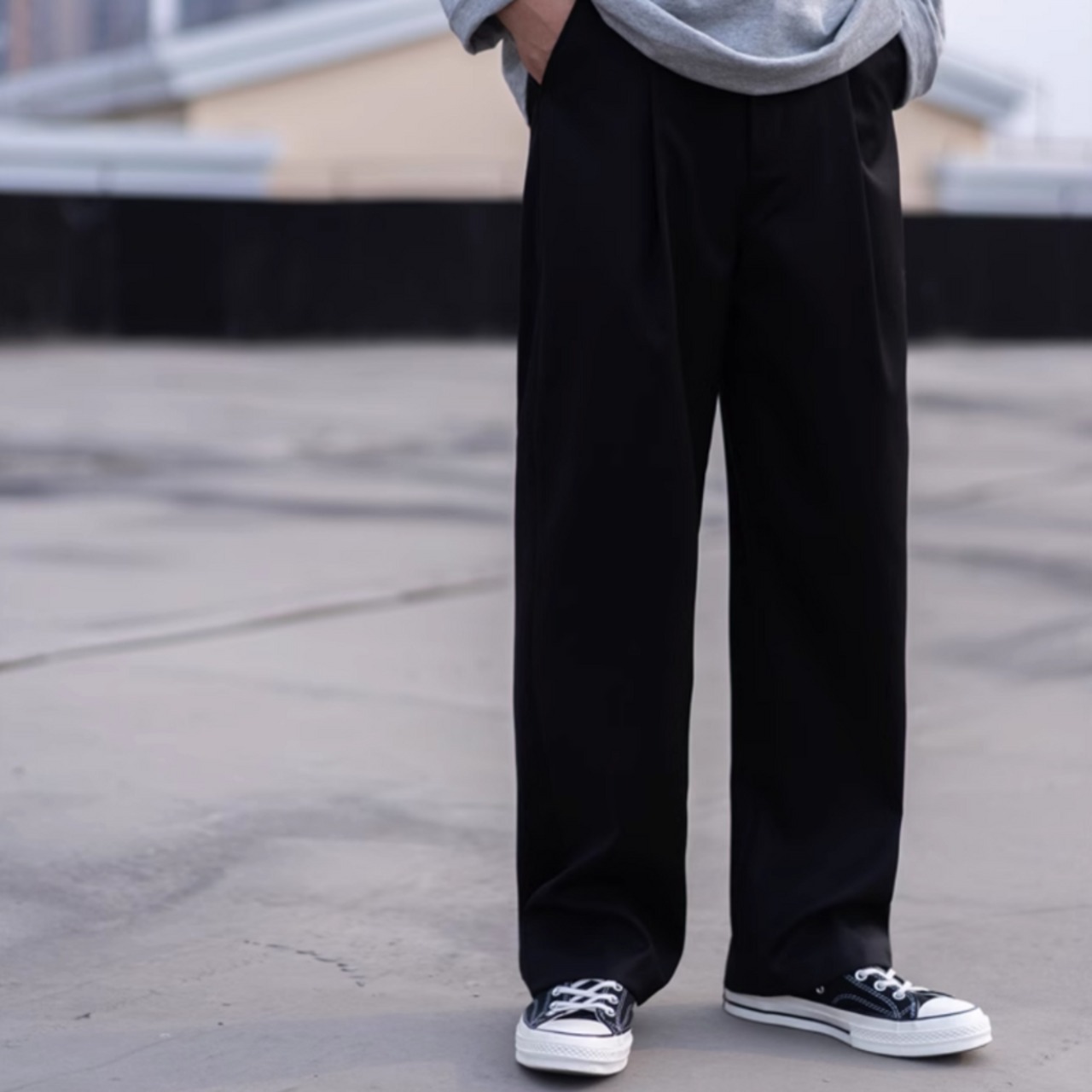 ストリートきれいめドレープパンツ　0697