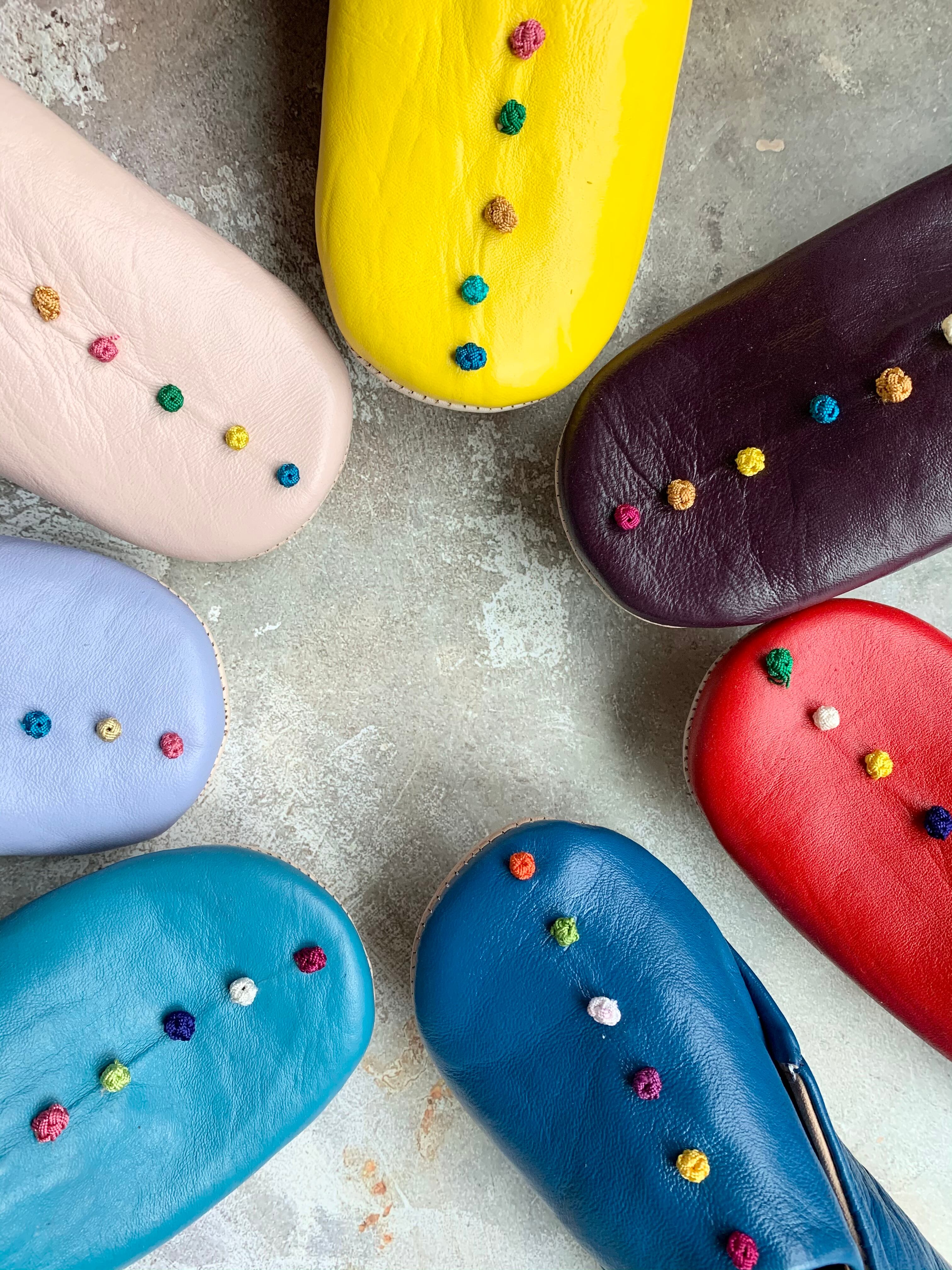 モロッコボタンバブーシュ(ブルー)