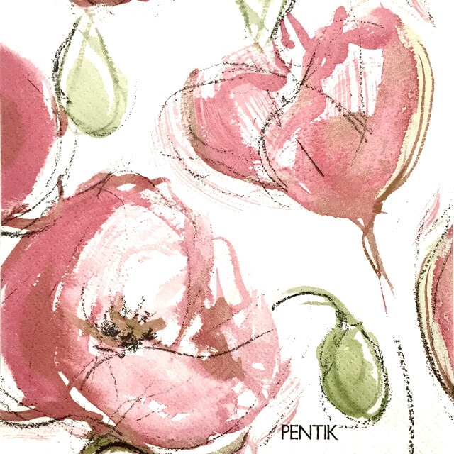 【PENTIK】バラ売り1枚 ランチサイズ ペーパーナプキン EDEN ピンク