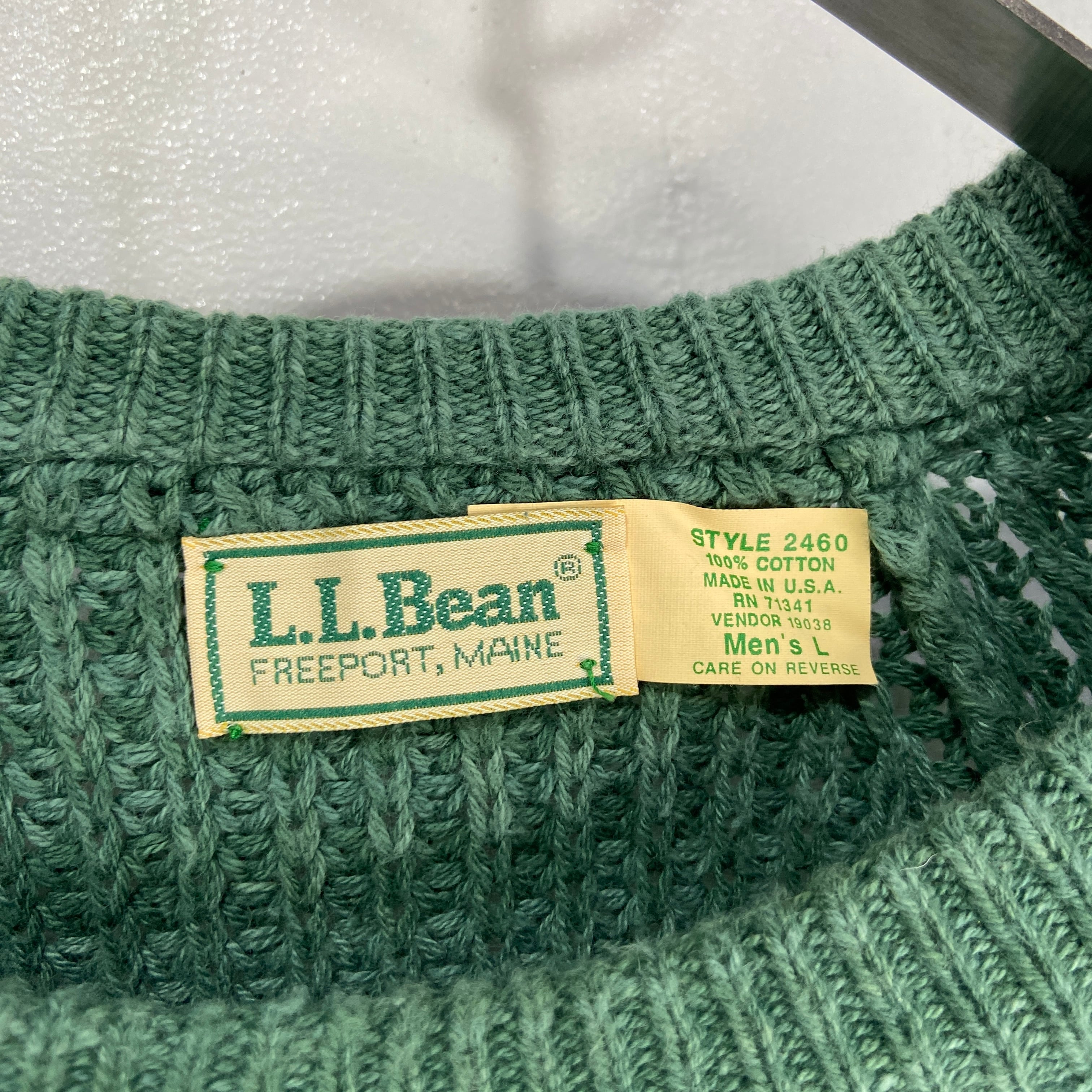 ⚪︎LL.Bean 緑色 ニットセーター XXL カタディンロゴ | ヤマダウェブコム