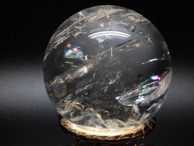 【送料無料】【高品質】80mm ブラジル産天然レインボー水晶玉 no.4